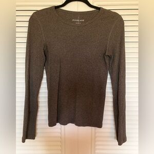 Everlane Gray Fitted Long Sleeve Tee